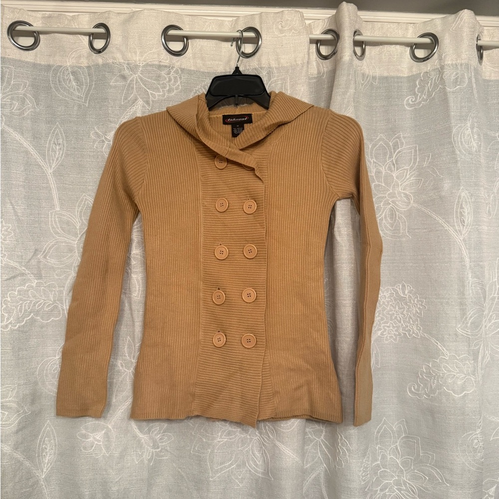 Takeout Camel Button-Up Cardigan